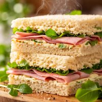 Ham Watercress and Mustardy Cream Cheese Tea Sandwich