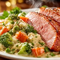Ham with Creamed Vegetables