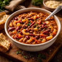 Hamburger Bean and Macaroni Soup
