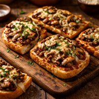 Hamburger Mushroom Bread Pizza