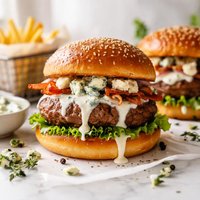 Hamburgers with Blue Cheese Sauce