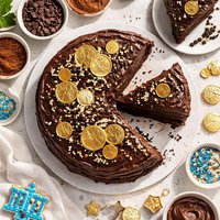Hanukkah Gelt Double Fudge Chocolate Layer Cake