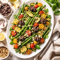 Haricots Verts Zucchini Tomatoes Salad with Tapenade