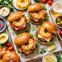 Hawaiian Hamburgers with Grilled Pineapple