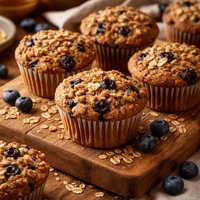 Healthier Blueberry Oat Bran Coffeecake Muffins