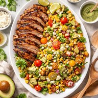 Healthified Marinated Pork with Summer Corn Salad