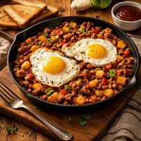Healthy Corned Beef Hash with Fried Eggs