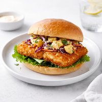 Healthy Crispy Fish Sandwich with Pineapple Slaw