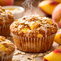 Healthy Oat Peaches and Cream Muffins