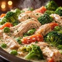 Healthy Slow Cooker Creamy Chicken and Vegetables