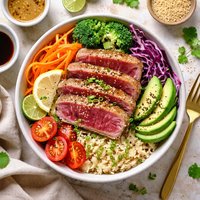 Healthy Tuna Steak Rice and Veg