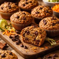 Healthy Whole Wheat Zucchini Carrot Muffins with Chocolate