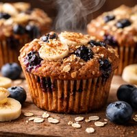 Healthy Yummy Blueberry Banana Oatmeal Muffins