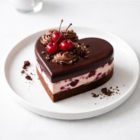 Heart Shaped Chocolate Cherries Cream Cake