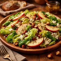 Hearts of Romaine Salad with Apples Cheese and Hazelnuts