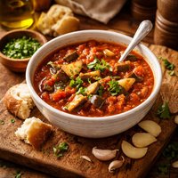 Hearty Tomato Soup with Chinese Eggplant and Ginger