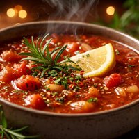 Hearty Tomato Soup with Lemon and Rosemary