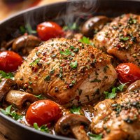 Herb Braised Chicken with Tomatoes and Mushrooms Low Carb