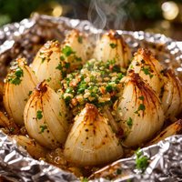 Herb Buttered Grilled Onion Bloom Foil Packet