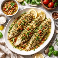 Herb Crusted Sole with Garlic Basil Sauce