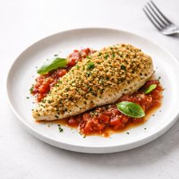 Herb Parmigiano Crusted Tilapia with Quick Tomato Sauce