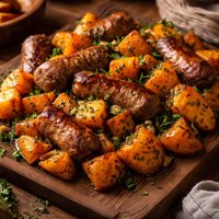Herb Roasted Butternut Squash and Sausages
