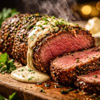 Herbed Beef Tenderloin with Sour Cream Mustard Sauce