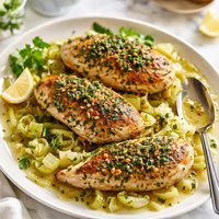 Herbed Chicken Breasts with Buttered Leeks