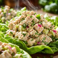 Herbed Chicken Chutney Salad on Lettuce Leaves