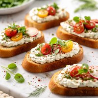 Herbed Cream Cheese Bruschetta on Baguette Toasts