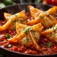 Herbed Ricotta Won Tons W Spicy Tomato Sauce