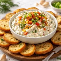Homemade Bagel Chips Creamy Garlic Vegetable Dip