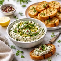 Homemade Herbed Chevre Spread with Grilled Crostini