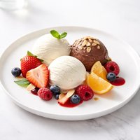 Homemade Ice Milk Vanilla Chocolate Almond Fruit Choices