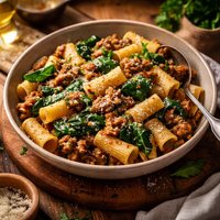 Homemade Pork Sausage W Rigatoni Baby Spinach