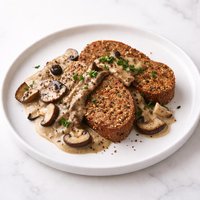 Homemade Seitan Steaks Wild Mushroom Gravy