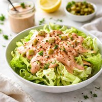 Homemade Thousand Island Dressing Over Iceberg Lettuce