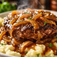Homestyle Hamburger Steak with Onion Gravy