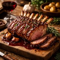 Honey Glazed Rack of Lamb with Wine Sauce