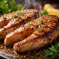 Honey Mustard Grilled Salmon or Tuna Steaks