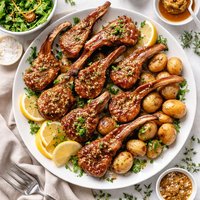 Honey Mustard Lamb Cutlets with Baby Chats