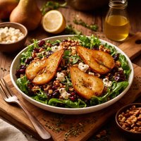 Honey Roasted Pear Salad with Thyme and Verjus Dressing