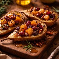 Honey Roasted Pear with Pumpkin and Cranberries