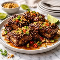 Honey Soy Short Ribs with Spicy Peanut Glaze