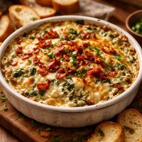 Hot Artichoke Spinach and Bacon Dip