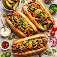 Hot Cheddar Beef Submarine Sandwiches