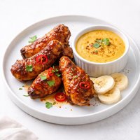 Hot Chicken Wings with Banana and Curry Sauce