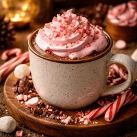 Hot Chocolate with Pink Peppermint Whipped Cream