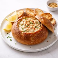 Hot Crab Dip in a Round Loaf