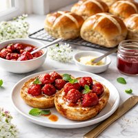Hot Cross Buns and Roasted Strawberries